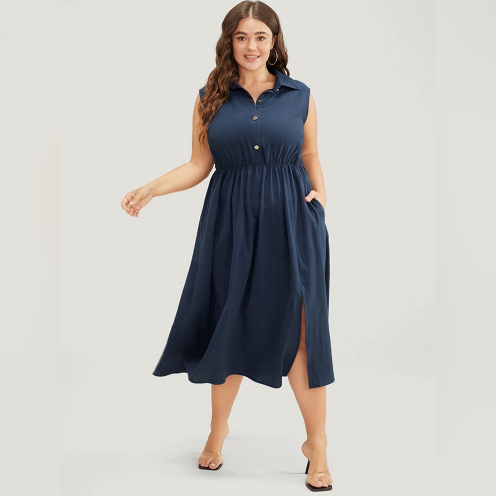 BloomChic Sleeveless Button Up Dress - Picture 3 of 9